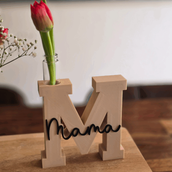 STL 3D Druck Datei Muttertag Buchstabe Statement Aufsteller M Mama 2er Set mit öffnung für Reagenzglas 3D-Datei – Bild 7