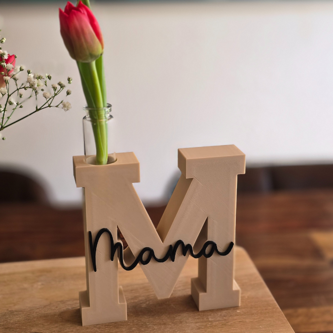 STL 3D Druck Datei Muttertag Buchstabe Statement Aufsteller M Mama 2er Set mit öffnung für Reagenzglas 3D-Datei – Bild 7