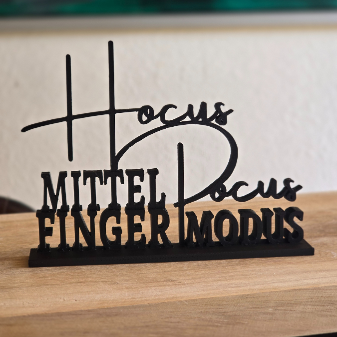 STL 3D Druck Datei Schriftzug Statement Hocus Pocus Mittelfingermodus Aufsteller 3D-Druck Datei – Bild 3