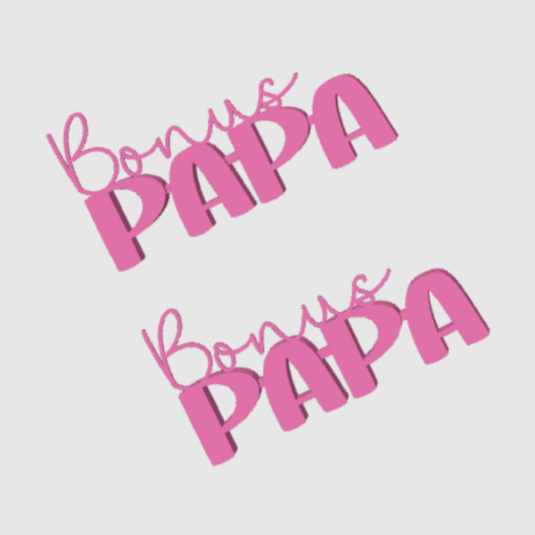 STL 3D Druck Datei Vatertag Stiefvater Schriftzug Bonus Papa 2er Set mit und ohne Löcher für Blumen 3D-Datei – Bild 3