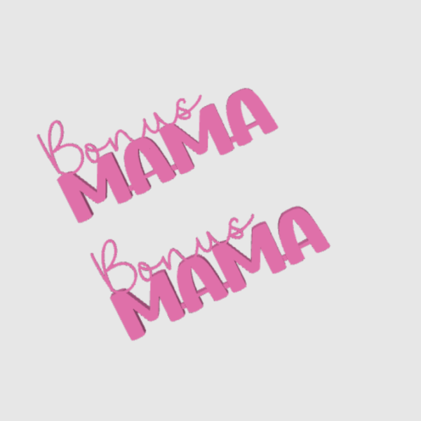 STL 3D Druck Datei Muttertag Schriftzug Bonus Mama 2er Set mit und ohne Löcher für Blumen 3D-Datei – Bild 2