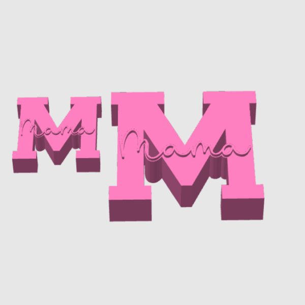 STL 3D Druck Datei Muttertag Buchstabe Statement Aufsteller M Mama 2er Set mit öffnung für Reagenzglas 3D-Datei – Bild 2