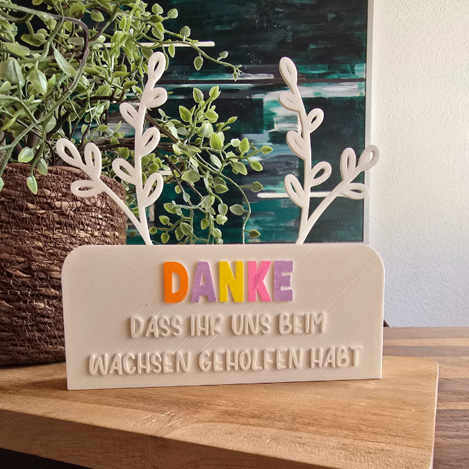 STL 3D Druck Datei Kindergartenabschied Danke dass ihr uns beim Wachsen geholfen habt Aufsteller mit öffnung für BlumenFloral 3D-Druck Datei – Bild 4