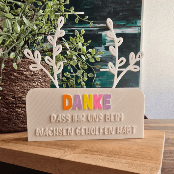 3D Druck Datei STL Kindergartenabschied Danke dass ihr uns beim Wachsen geholfen habt Aufsteller mit öffnung für BlumenFloral 3D-Druck Datei – Bild 4