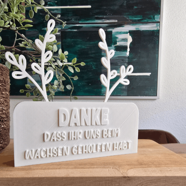 3D Druck Datei STL Kindergartenabschied Danke dass ihr uns beim Wachsen geholfen habt Aufsteller mit öffnung für BlumenFloral 3D-Druck Datei – Bild 8