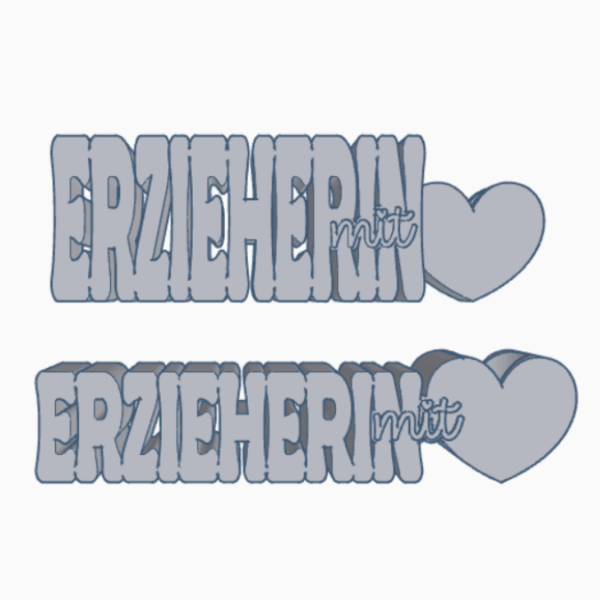 STL 3D Druck Datei 2er Schriftzug Erzieherin mit Herz zum füllen mit Blumen Aufsteller 3D-Druck Datei Abschied Kindergarten Schulkind – Bild 2