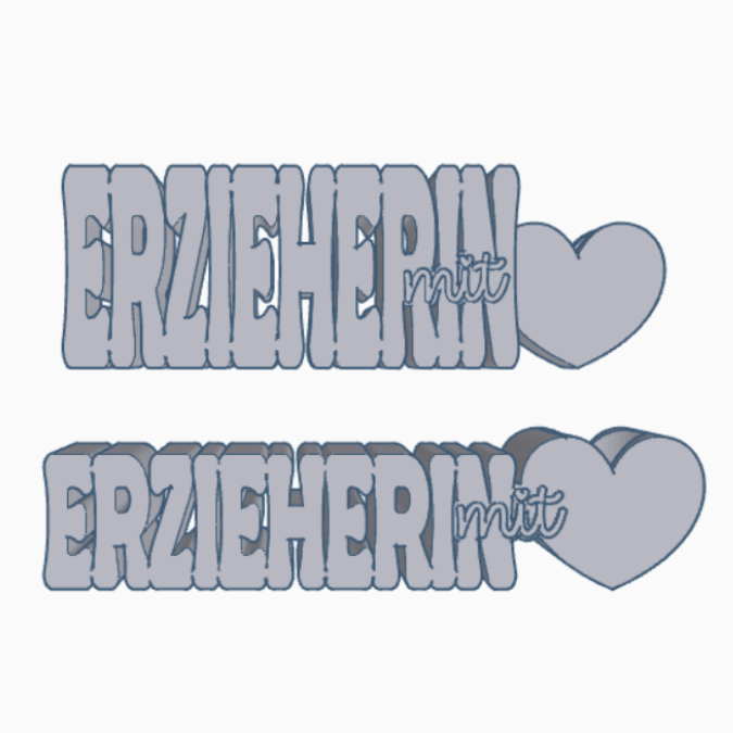 STL 3D Druck Datei 2er Schriftzug Erzieherin mit Herz zum füllen mit Blumen Aufsteller 3D-Druck Datei Abschied Kindergarten Schulkind – Bild 2