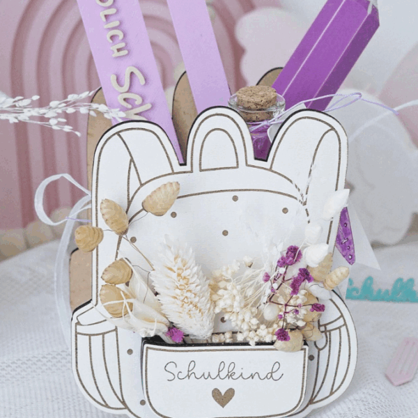 SVG Laserdatei Schulkind Einschulung Rucksack Schulranzen zum befüllen Gescheinkidee Junge Mädchen 3mm und 4mm SVG Datei – Bild 20