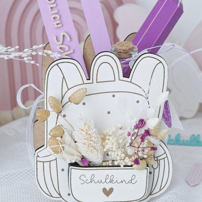SVG Laserdatei Schulkind Einschulung Rucksack Schulranzen zum befüllen Gescheinkidee Junge Mädchen 3mm und 4mm SVG Datei – Bild 20