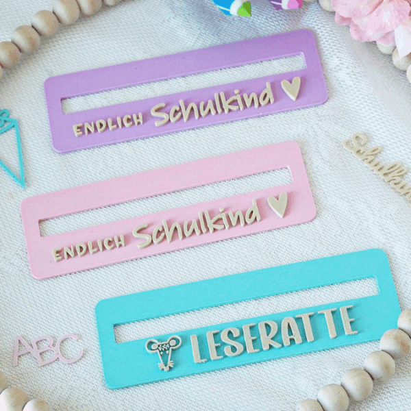 STL 3D Druck Datei Lesehilfe 3er Set Einschulung Schulkind Schule Lesen inkl Blanko zum personalisieren 3D-Druck Datei