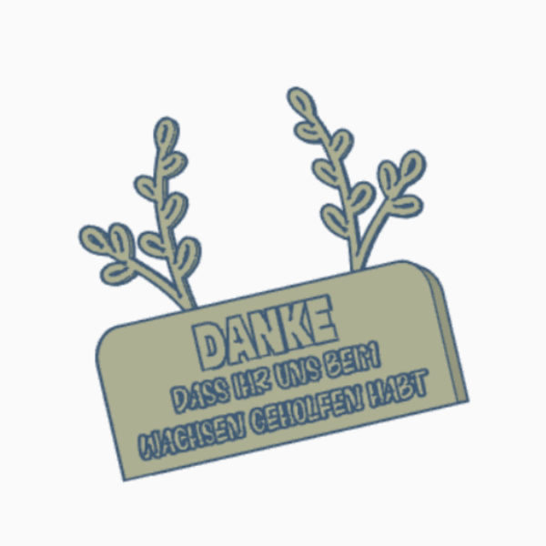 3D Druck Datei STL Kindergartenabschied Danke dass ihr uns beim Wachsen geholfen habt Aufsteller mit öffnung für BlumenFloral 3D-Druck Datei – Bild 2