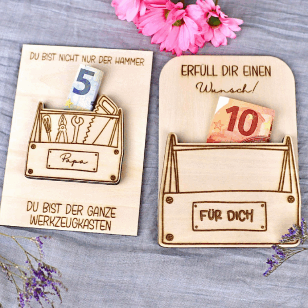 SVG Datei Karten für Gutscheine oder Geld Werkzeug Männer Geschenkidee für Papa Vatertag Opa Mann SVG Laserdatei Laserfile Lasercut Männergeschenk Mann Vater – Bild 8
