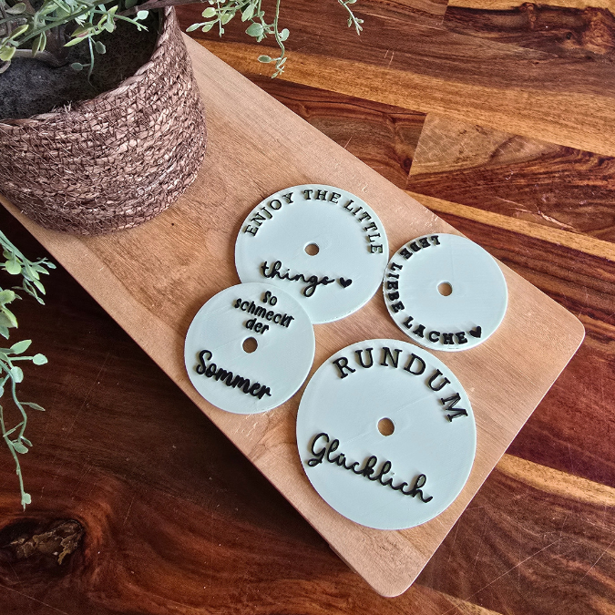 STL 3D-Druck Datei Sommer Galsabdeckung 4 Designs jeweils für dünnere und dickere Halme Gläser 3D-Datei Sommer Sonne Gute Laune cool drinks – Bild 5