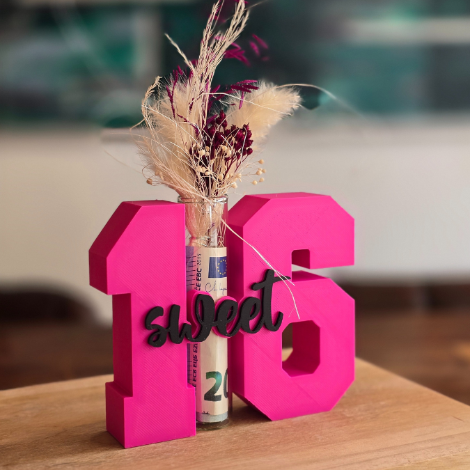 3D Druck Datei STL 16 18 20 30 40 50 60 70 80 happy birthday Geburtstag Geburtstagszahlen für Reagenzglas Geldgeschenk Blumen 3D-Druck Datei – Bild 17