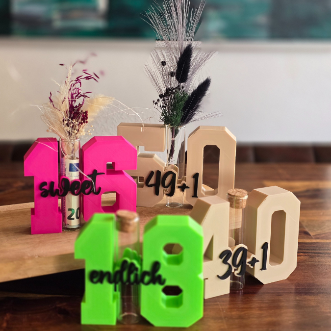 3D Druck Datei STL 16 18 20 30 40 50 60 70 80 happy birthday Geburtstag Geburtstagszahlen für Reagenzglas Geldgeschenk Blumen 3D-Druck Datei – Bild 22