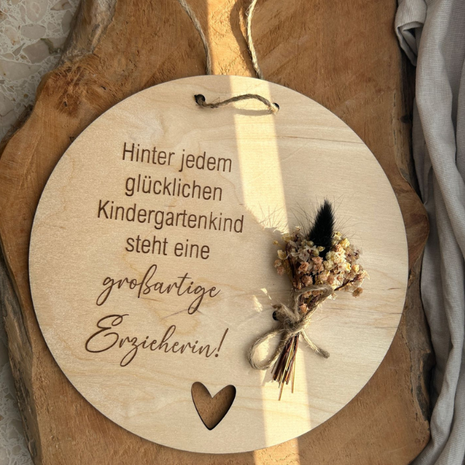 SVG Laserdatei 2er Set Holzscheibe Pflanzenstecker Geschenkscheibe Erzieherin Abschied Kindergarten SVG Datei – Bild 7