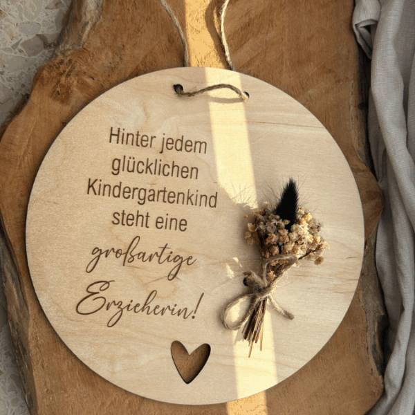 SVG Laserdatei 2er Set Holzscheibe Pflanzenstecker Geschenkscheibe Erzieherin Abschied Kindergarten SVG Datei – Bild 5