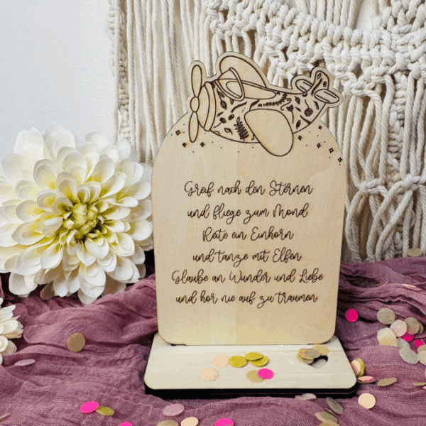 SVG Laserdatei Holzscheibe Wimpel und Aufsteller Motivation für Kinder Kinderzimmerdeko 3mm und 4mm Holz  SVG Datei Träume Affirmation Kids – Bild 7