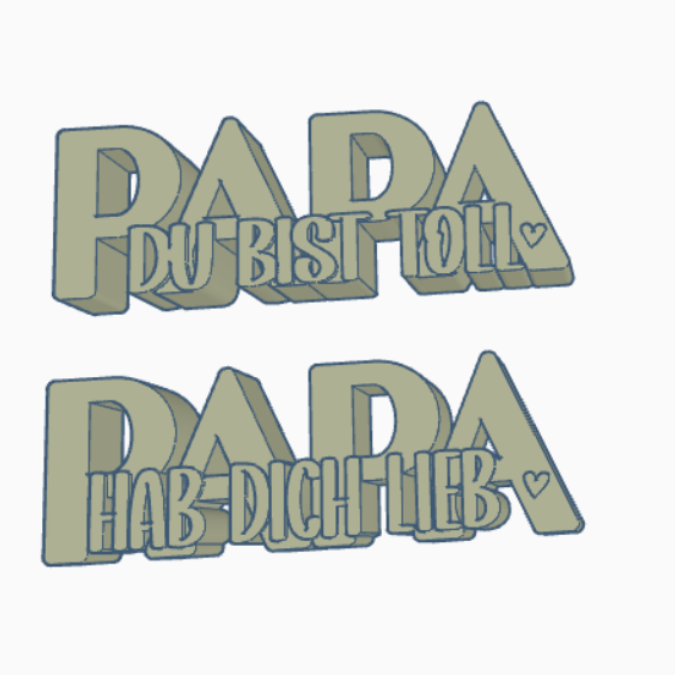 STL 3D Druck Datei 2er Set Vatertag Papa Hab dich lieb & du bist toll Schriftzug 3D-Datei – Bild 2
