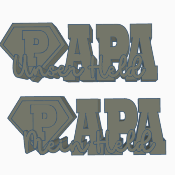 STL 3D Druck Datei 2er Set Vatertag Papa Superheld Held Schriftzug 3D-Datei – Bild 2