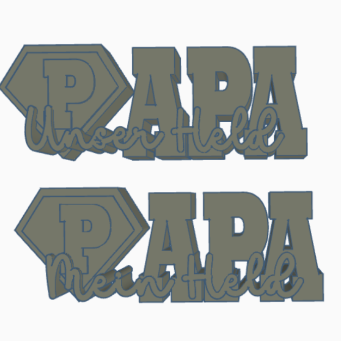 STL 3D Druck Datei 2er Set Vatertag Papa Superheld Held Schriftzug 3D-Datei – Bild 2