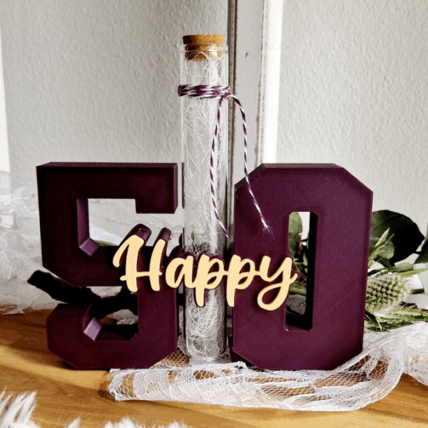 3D Druck Datei STL 16 18 20 30 40 50 60 70 80 happy birthday Geburtstag Geburtstagszahlen für Reagenzglas Geldgeschenk Blumen 3D-Druck Datei – Bild 30