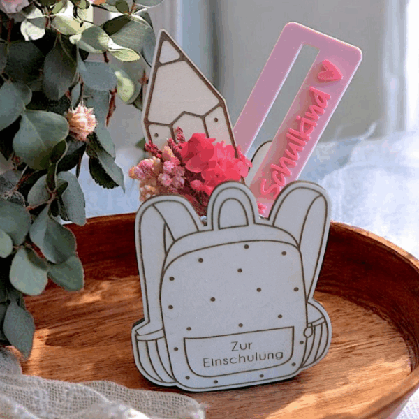 SVG Laserdatei Schulkind Einschulung Rucksack Schulranzen zum befüllen Gescheinkidee Junge Mädchen 3mm und 4mm SVG Datei – Bild 3