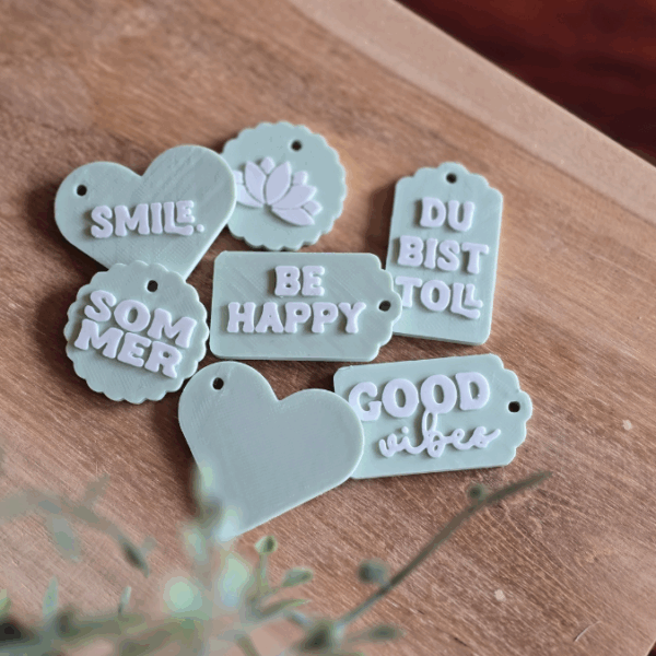 STL 3D Druck Datei Geschenkanhänger 12er Tags Anhänger Geschenkidee Mini inkl. Blankos 3D-Druck Datei – Bild 3