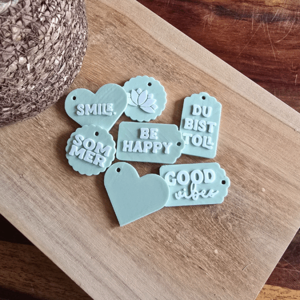 STL 3D Druck Datei Geschenkanhänger 12er Tags Anhänger Geschenkidee Mini inkl. Blankos 3D-Druck Datei – Bild 4