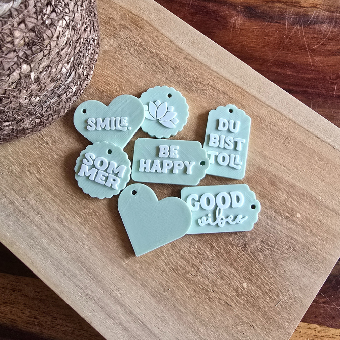 STL 3D Druck Datei Geschenkanhänger 12er Tags Anhänger Geschenkidee Mini inkl. Blankos 3D-Druck Datei – Bild 4