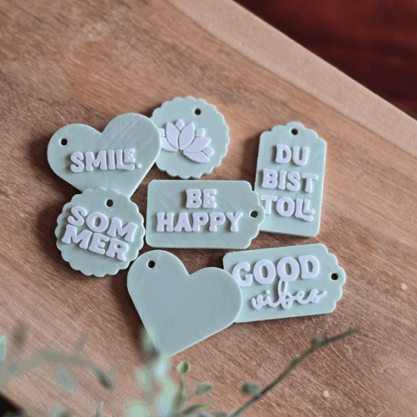 STL 3D Druck Datei Geschenkanhänger 12er Tags Anhänger Geschenkidee Mini inkl. Blankos 3D-Druck Datei