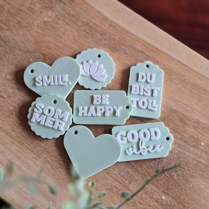STL 3D Druck Datei Geschenkanhänger 12er Tags Anhänger Geschenkidee Mini inkl. Blankos 3D-Druck Datei