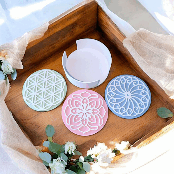 STL 3D-Druck Datei Sommer Halter für Untersetzer inkl 3er Set Untersetzer für Gläser 3D Geschenkidee 3D-Datei Sommer Sonne Gute Laune cool drinks – Bild 8