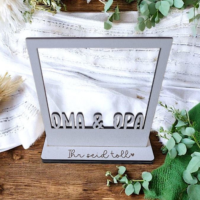 SVG Laserdatei Retrorahmen Vintagerahmen mit Ständer für 3mm und 4mm Holz Oma Opa Uroma Uropa Muttertag Vatertag Mama Papa Familie SVG Datei – Bild 12