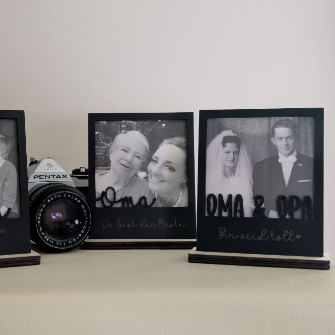 SVG Laserdatei Polaroids mit Ständer für 3mm und 4mm Holz Oma Opa Uroma Uropa Muttertag Vatertag Mama Papa Familie SVG Datei – Bild 16