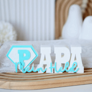 STL 3D Druck Datei 2er Set Vatertag Papa Superheld Held Schriftzug 3D-Datei