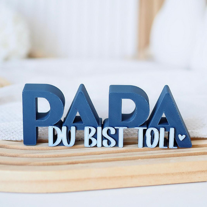 STL 3D Druck Datei 2er Set Vatertag Papa Hab dich lieb & du bist toll Schriftzug 3D-Datei – Bild 6