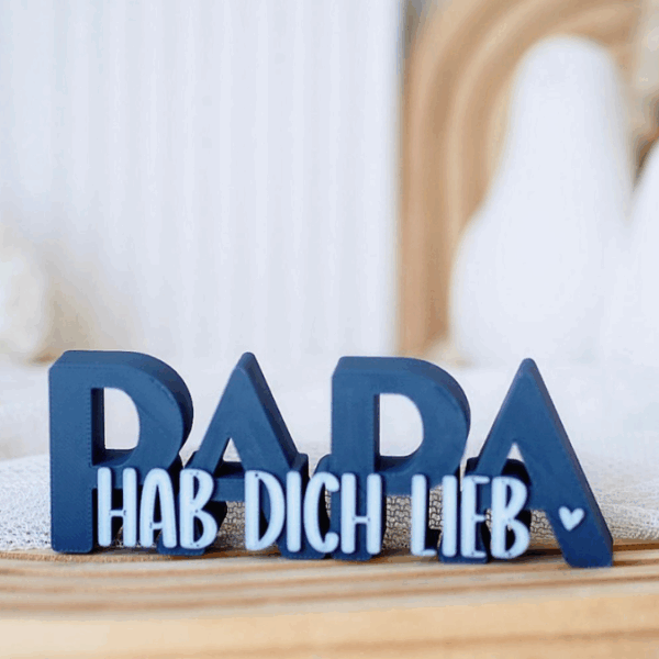 STL 3D Druck Datei 2er Set Vatertag Papa Hab dich lieb & du bist toll Schriftzug 3D-Datei – Bild 3