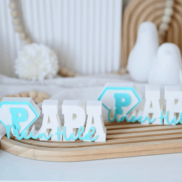 STL 3D Druck Datei 2er Set Vatertag Papa Superheld Held Schriftzug 3D-Datei – Bild 5