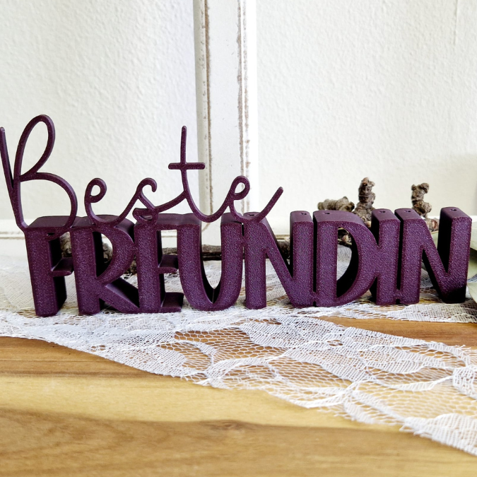 STL 3D Druck Datei Schriftzüge Beste Freundin Soul Mate Herzmensch 6er Set mit und ohne Löcher für Blumen 3D-Datei – Bild 15