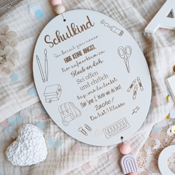 SVG Laserdatei 2er Set Holzscheibe Geschenkscheibe Schulkind Einschulung Geschenkidee Schulkind personalisierbar SVG Datei – Bild 9