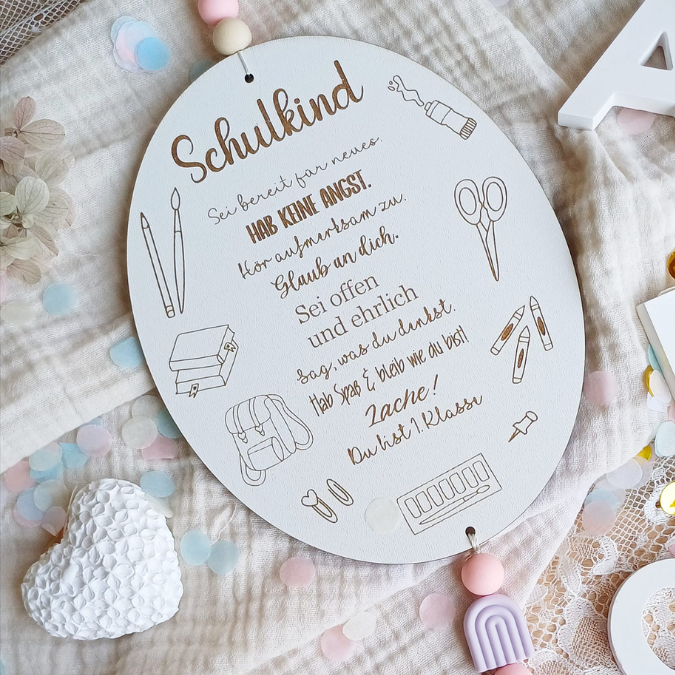 SVG Laserdatei 2er Set Holzscheibe Geschenkscheibe Schulkind Einschulung Geschenkidee Schulkind personalisierbar SVG Datei – Bild 10