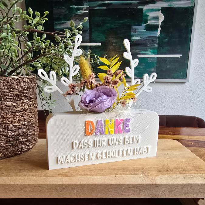 STL 3D Druck Datei Kindergartenabschied Danke dass ihr uns beim Wachsen geholfen habt Aufsteller mit öffnung für BlumenFloral 3D-Druck Datei – Bild 10