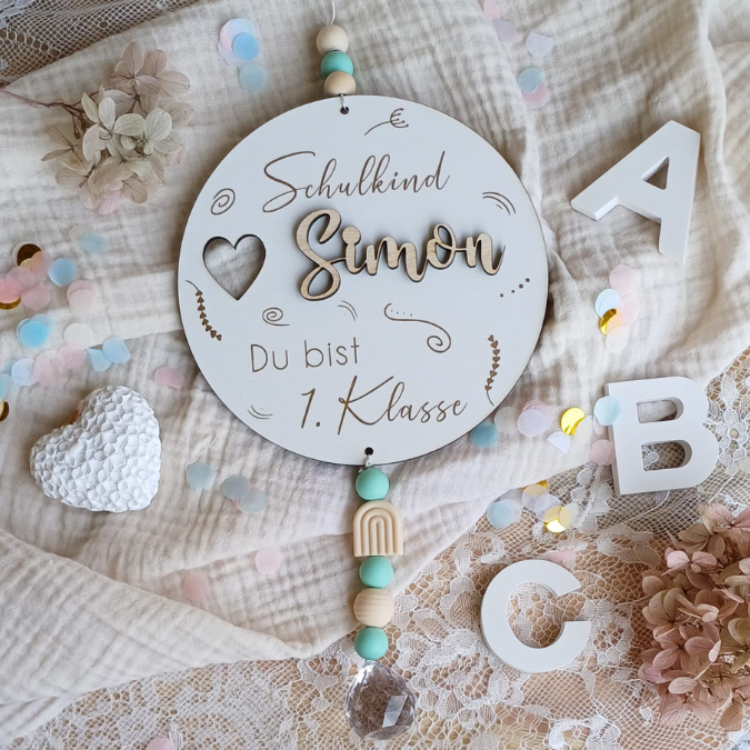 SVG Laserdatei 2er Set Holzscheibe Geschenkscheibe Schulkind Einschulung Geschenkidee Schulkind personalisierbar SVG Datei – Bild 12