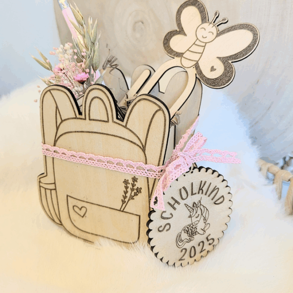 SVG Laserdatei Schulkind Einschulung Rucksack Schulranzen zum befüllen Gescheinkidee Junge Mädchen 3mm und 4mm SVG Datei – Bild 6