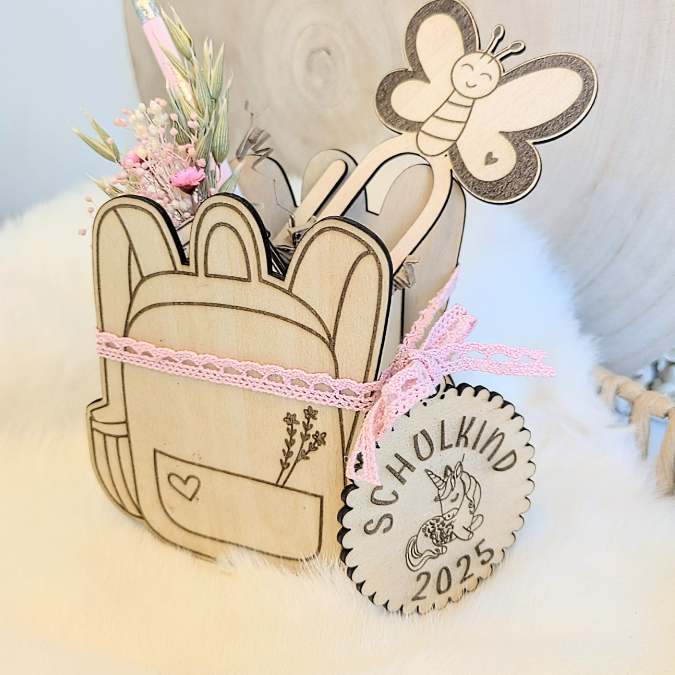 SVG Laserdatei Schulkind Einschulung Rucksack Schulranzen zum befüllen Gescheinkidee Junge Mädchen 3mm und 4mm SVG Datei – Bild 6