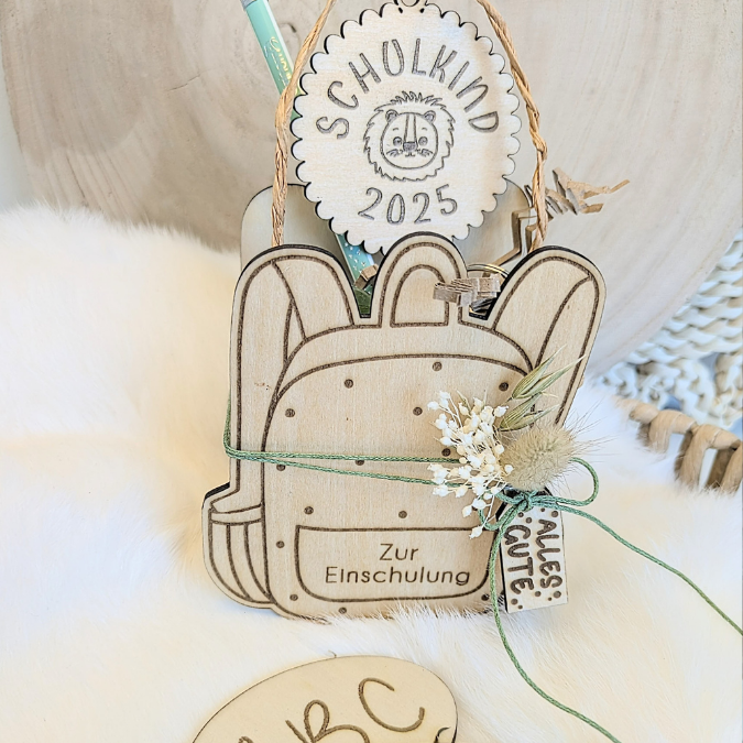 SVG Laserdatei Schulkind Einschulung Rucksack Schulranzen zum befüllen Gescheinkidee Junge Mädchen 3mm und 4mm SVG Datei – Bild 18