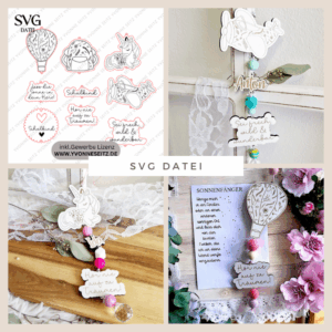 SVG Laserdatei Florale Sonnenfänger für Kinder Schulkind Einschulung Junge Mädchen Einhorn Flugzeug 9 Designs Geschenkidde für Kinder SVG-Datei