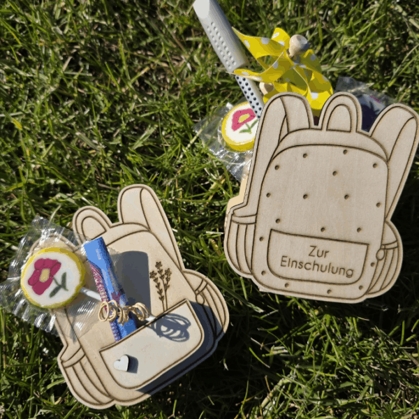 SVG Laserdatei Schulkind Einschulung Rucksack Schulranzen zum befüllen Gescheinkidee Junge Mädchen 3mm und 4mm SVG Datei – Bild 10