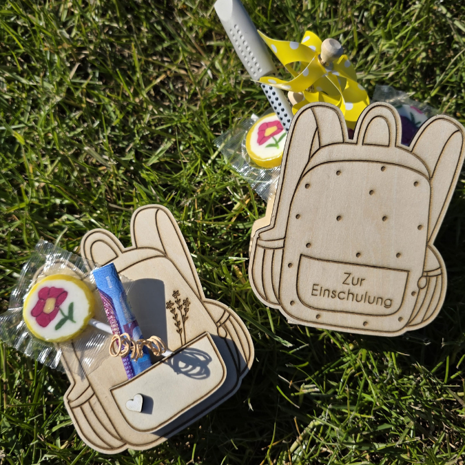 SVG Laserdatei Schulkind Einschulung Rucksack Schulranzen zum befüllen Gescheinkidee Junge Mädchen 3mm und 4mm SVG Datei – Bild 10